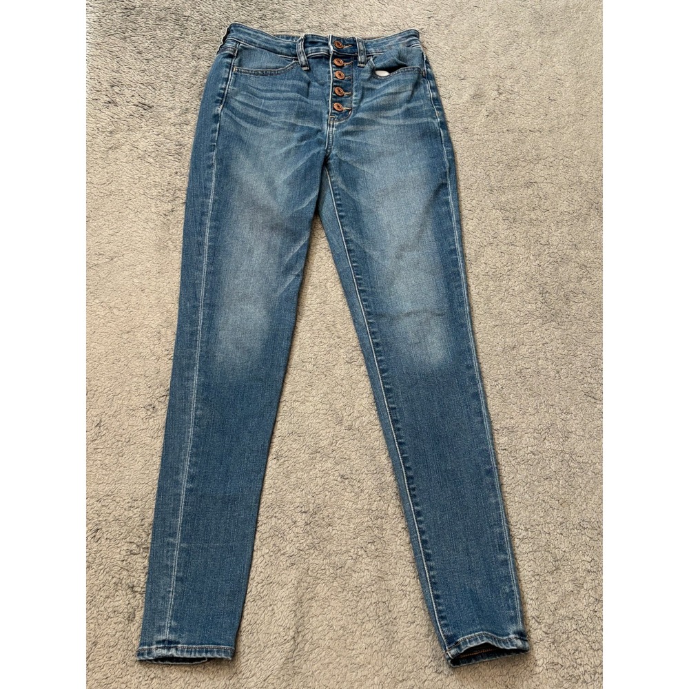 American Eagle Super Hi-Rise Jegging Size 2 Regular Button Fly Blue Skinny Jeans